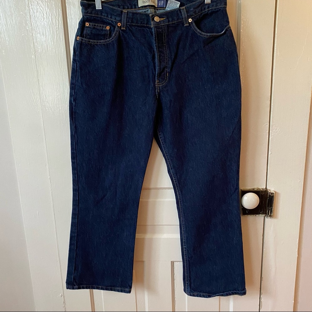 GAP Dark Denim Buttonfly High Rise Bootcut Ankle